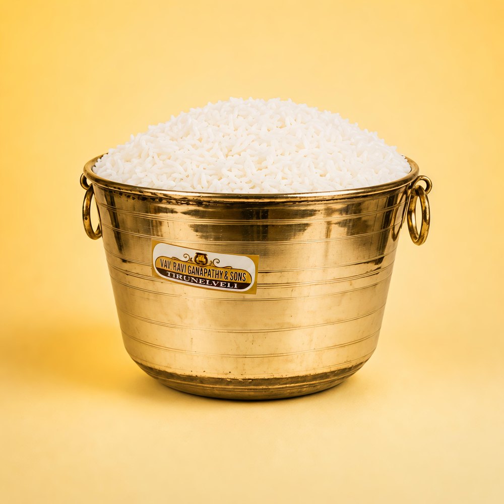 VAVR brass annai bucket with rice