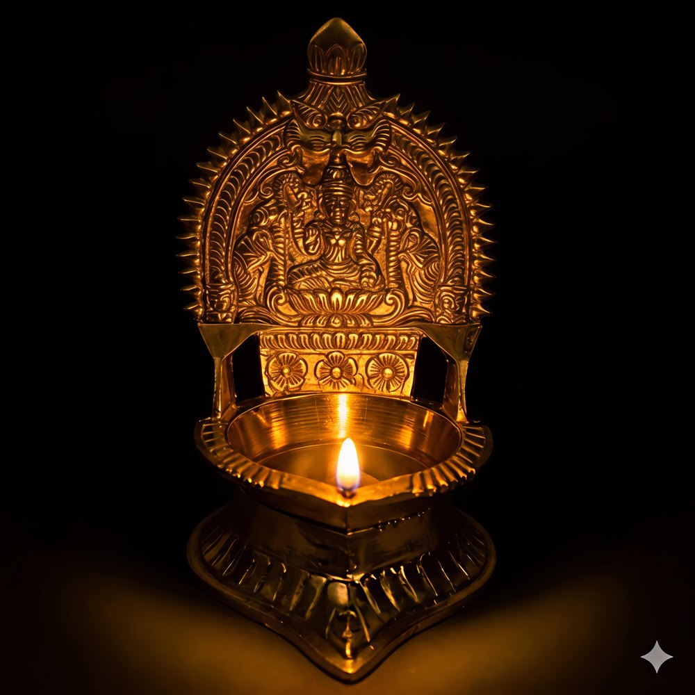 Brass Kamakshi vilakku with deity